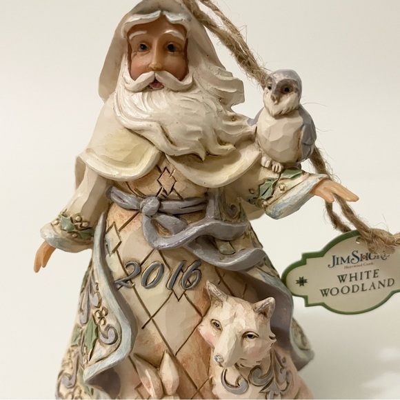 Jim Shore White Woodland 2016 Christmas Ornament Santa w/ Animals - Picture 3 of 16